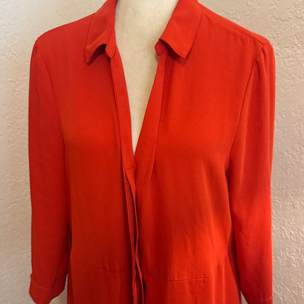 H&M Long Red Button-Front Shirt Dress - Picture 2 of 4